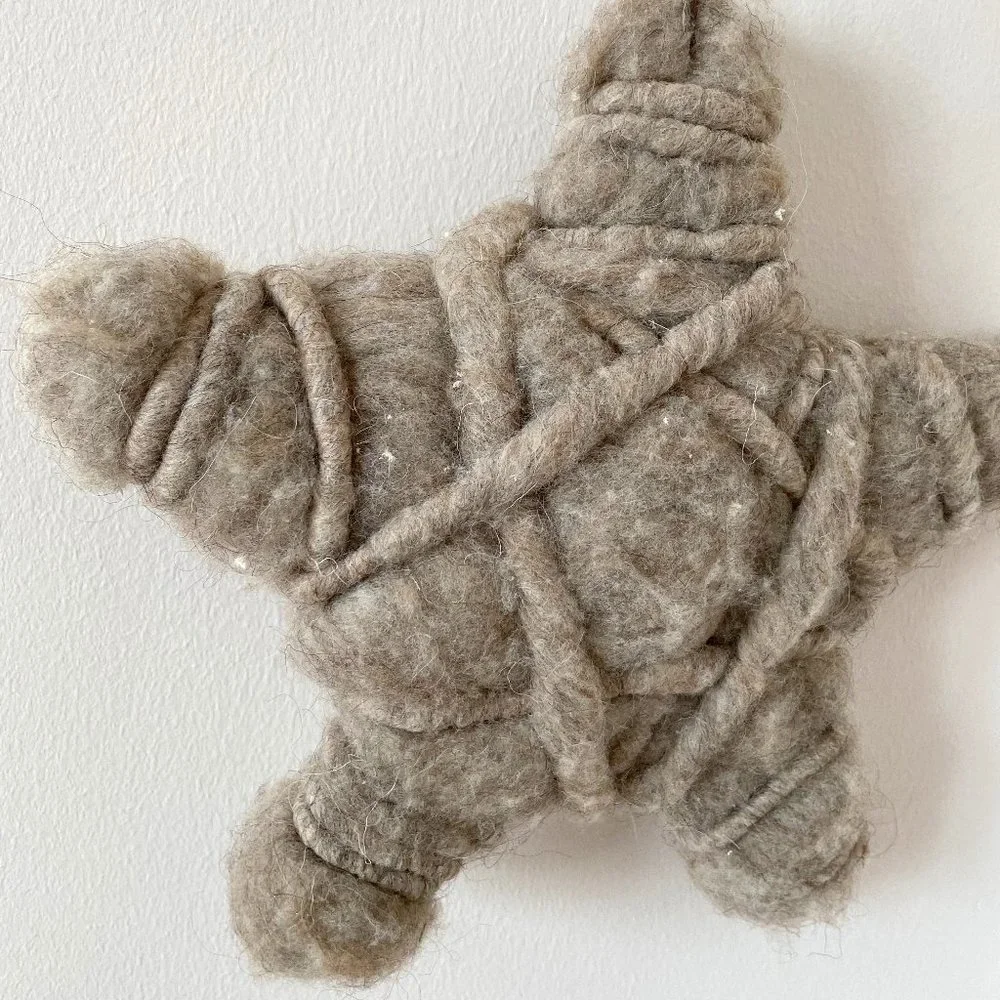 Anthropologie Large Wool Star Ornament Holiday Decor Christmas Tree Trim
